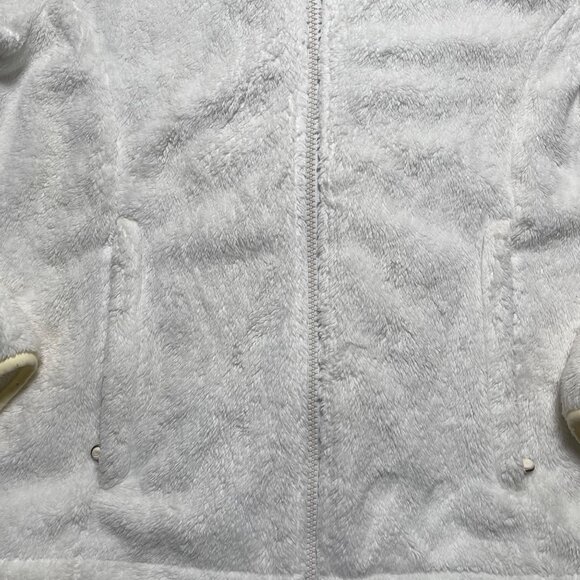 The North Face Womens M White Osito Fleece Jacket Plush Full Zip Pink Logo Y2K - Picture 3 of 7